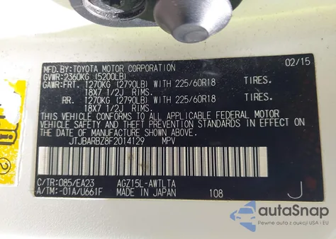 2015 Lexus Nx 200T z USA, uszkodzony, nr VIN JTJBARBZ8F2014129